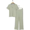 Nicole Miller Notch Collar Pajamas In River Jade