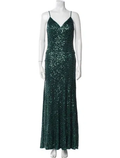 Pre-owned Nicole Miller Nylon Long Dress In Green