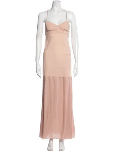Pre-owned Nicole Miller Nylon Long Dress In Pink
