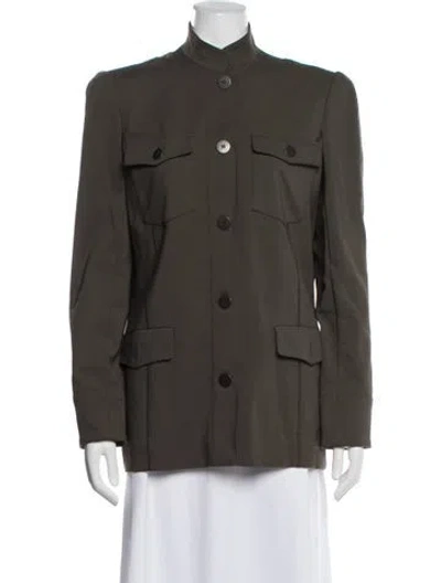 Pre-owned Nicole Miller Nylon Utility Jacket In Green