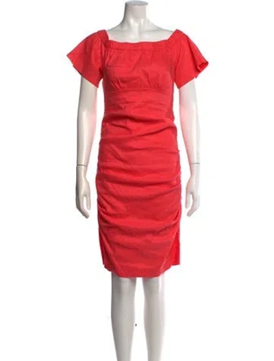 Pre-owned Nicole Miller Off-the-shoulder Knee-length Dress In Pink