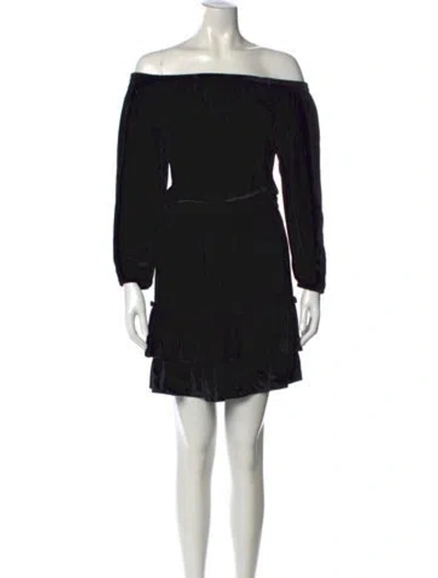 Pre-owned Nicole Miller Off-the-shoulder Mini Dress In Black