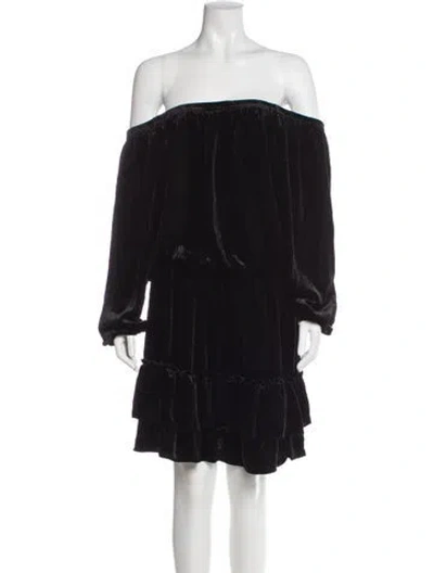 Pre-owned Nicole Miller Off-the-shoulder Mini Dress In Black