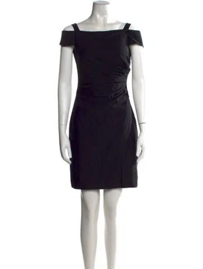 Pre-owned Nicole Miller Off-the-shoulder Mini Dress In Black