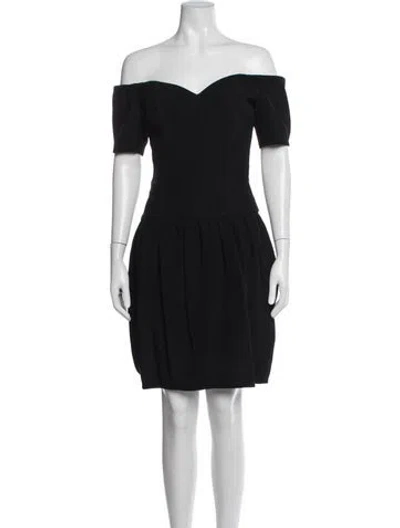 Pre-owned Nicole Miller Off-the-shoulder Mini Dress In Black