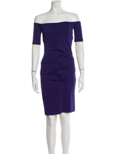 Pre-owned Nicole Miller Off-the-shoulder Mini Dress In Blue