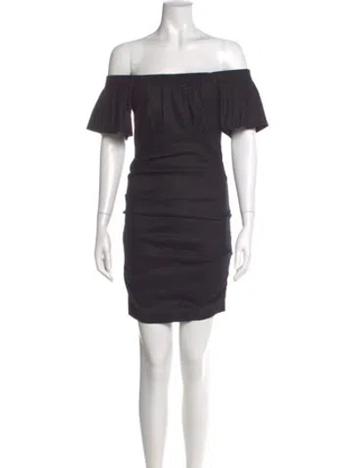 Pre-owned Nicole Miller Off-the-shoulder Mini Dress In Gray