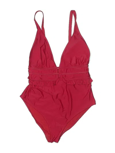 Pre-owned Nicole Miller One Piece Swimsuit In Burgundy
