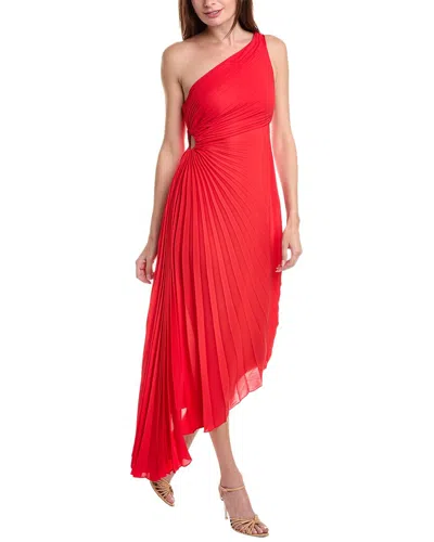 Nicole Miller One-shoulder Midi Dress In Red