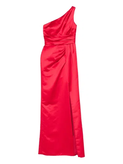 Nicole Miller One-shoulder Satin Dress In Pink