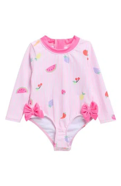 Nicole Miller Babies'  One-piece Rashguard In Pink