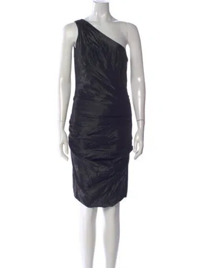 Pre-owned Nicole Miller One-shoulder Knee-length Dress In Blue