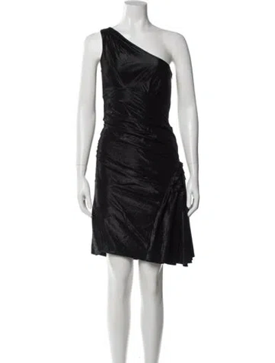 Pre-owned Nicole Miller One-shoulder Knee-length Dress In Blue