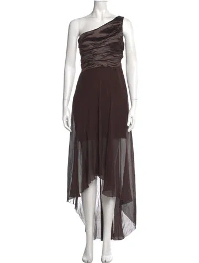 Pre-owned Nicole Miller One-shoulder Long Dress W/ Tags In Brown