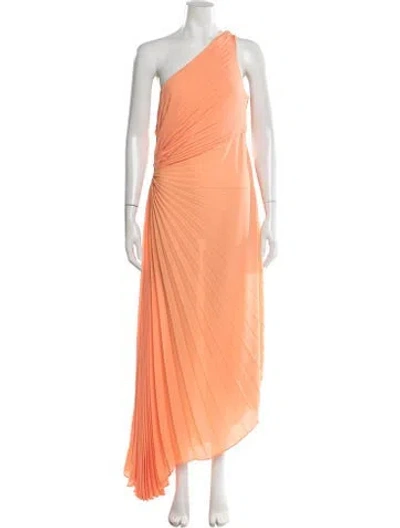 Pre-owned Nicole Miller One-shoulder Midi Length Dress In Orange