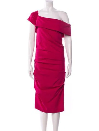 Pre-owned Nicole Miller One-shoulder Midi Length Dress W/ Tags In Pink