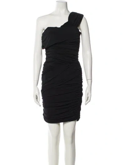 Pre-owned Nicole Miller One-shoulder Mini Dress In Black