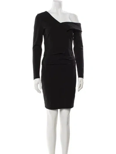 Pre-owned Nicole Miller One-shoulder Mini Dress In Black