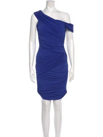 Pre-owned Nicole Miller One-shoulder Mini Dress In Blue