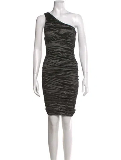 Pre-owned Nicole Miller One-shoulder Mini Dress In Blue