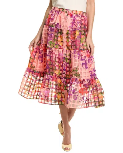 Nicole Miller Organza Check Skirt In Multi
