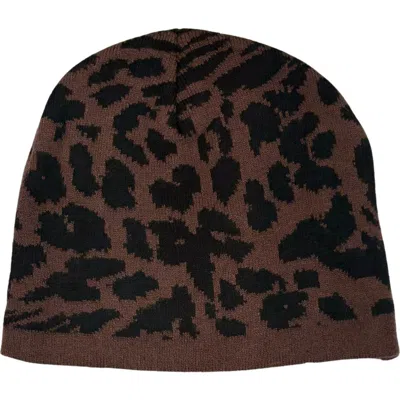 Nicole Miller Paisley Jacquard Beanie In Brown