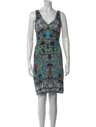 Pre-owned Nicole Miller Paisley Print Mini Dress In Purple