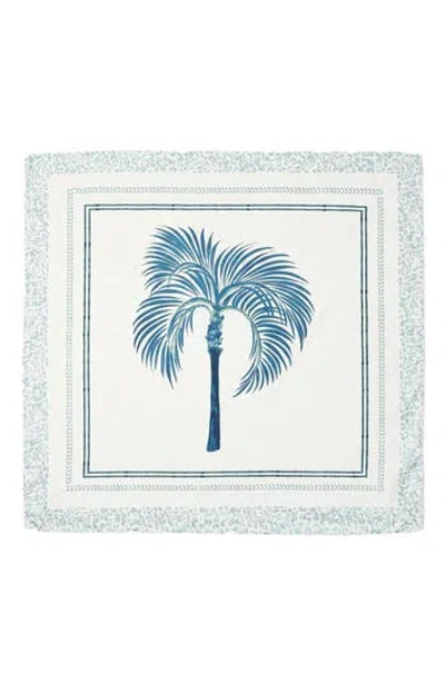Nicole Miller Palm Tree Satin Square Scarf In White
