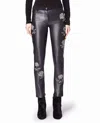 Nicole Miller Pants In Black Embellished Rose In Multi