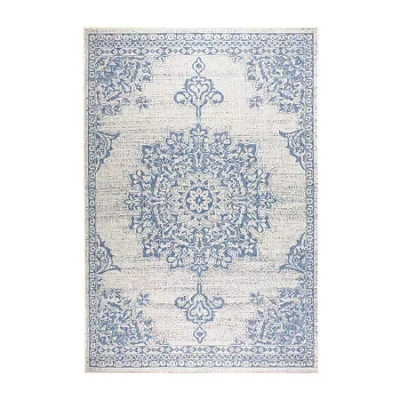 Nicole Miller Patio Country Azalea Medallion Loomed Rectangular Outdoor Area Rug In Gray