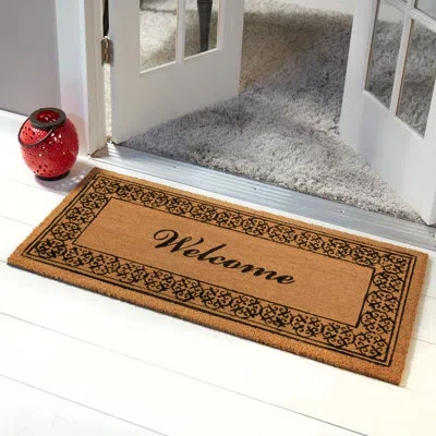 Nicole Miller Patio Fremont "welcome" 47 In. X 22 In. Non-slip Outdoor Door Mat In Brown