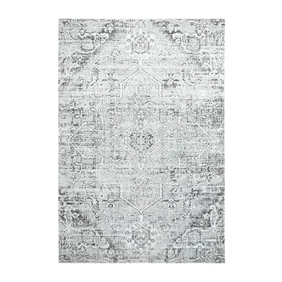 Nicole Miller Patio Sofia Fleur Medallion Loomed Rectangular Outdoor Area Rug In Gray