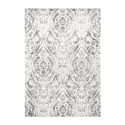 Nicole Miller Patio Sofia Juniper Damask Loomed Rectangular Outdoor Area Rug In Gray