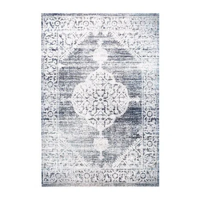 Nicole Miller Patio Sofia Magnolia Medallion Loomed Rectangular Outdoor Area Rug In Blue