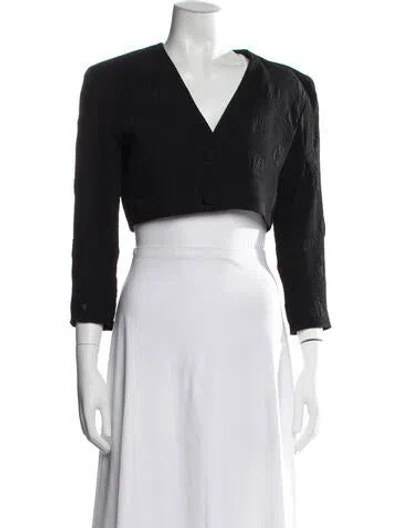 Pre-owned Nicole Miller Patterned Bolero In Black
