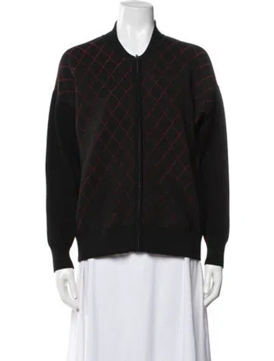 Pre-owned Nicole Miller Patterned Bomber Jacket In Black