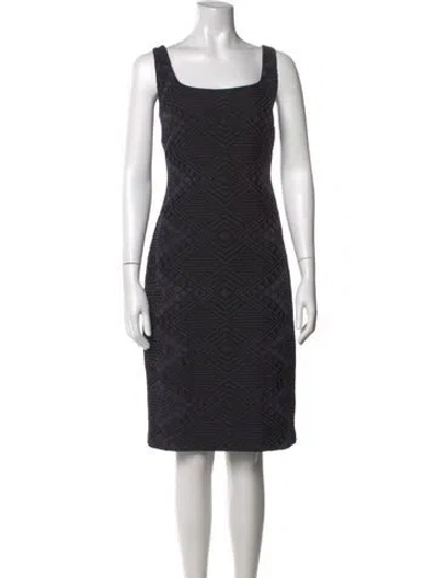 Pre-owned Nicole Miller Patterned Knee-length Dress In Black