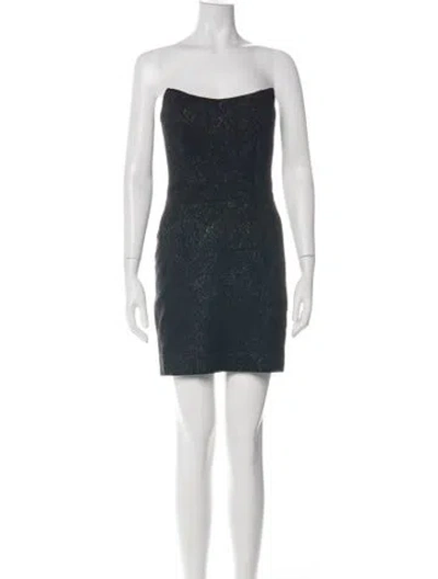 Pre-owned Nicole Miller Patterned Mini Dress In Black