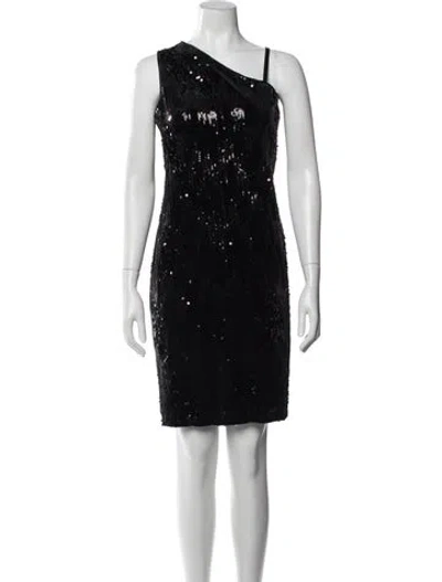 Pre-owned Nicole Miller Patterned Mini Dress In Black