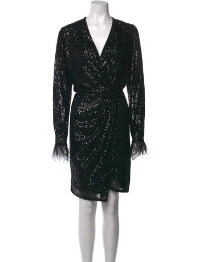 Pre-owned Nicole Miller Patterned Mini Dress In Black