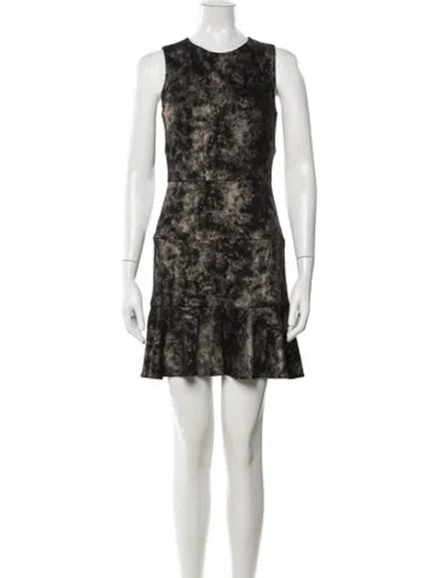 Pre-owned Nicole Miller Patterned Mini Dress In Black