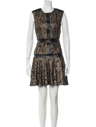 Pre-owned Nicole Miller Patterned Mini Dress In Black