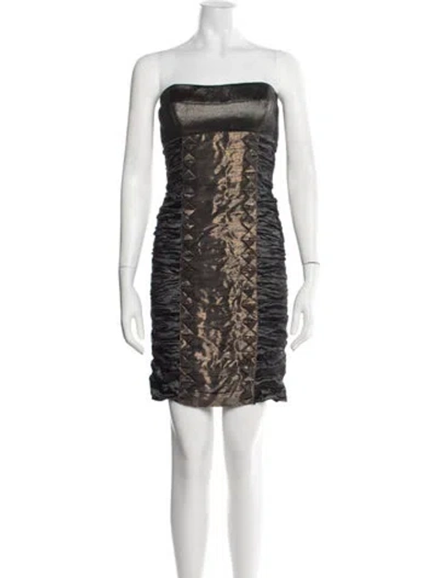 Pre-owned Nicole Miller Patterned Mini Dress In Gray