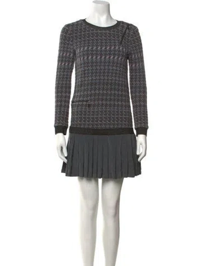 Pre-owned Nicole Miller Patterned Mini Dress In Grey