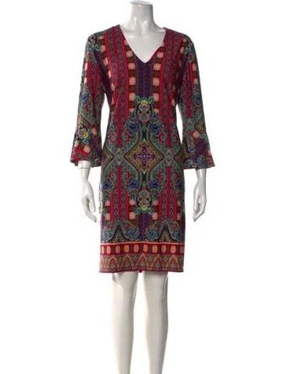 Pre-owned Nicole Miller Patterned Mini Dress In Pink