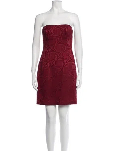Pre-owned Nicole Miller Patterned Mini Dress In Red