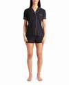 Nicole Miller Peached Jersey Shirt And Short Two-piece Sleepwear Set In Black Dot Square In Multi
