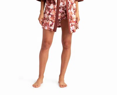 Nicole Miller Peached Jersey Three-piece Sleepwear Set In Cacao Floral In Multi