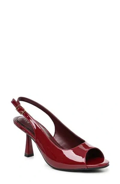 Nicole Miller Peeps Crystal Peep Toe Slingback Pump In Red