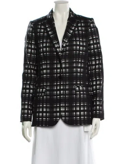 Pre-owned Nicole Miller Plaid Print Blazer In Black